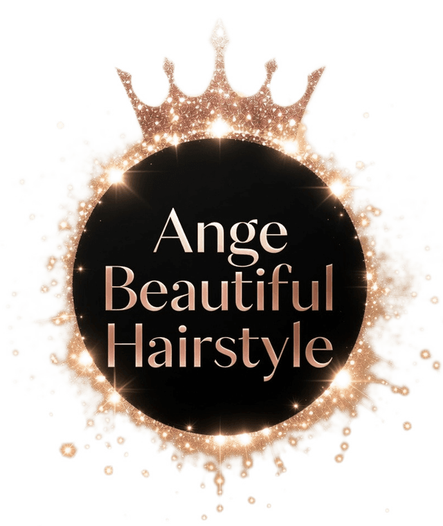 Ange Beautiful Hairstyle emblem: a rose-gold crown over a black circle
